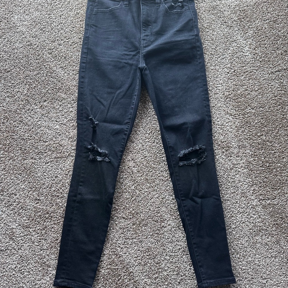American Eagle Outfitters Black Distressed Jeggings